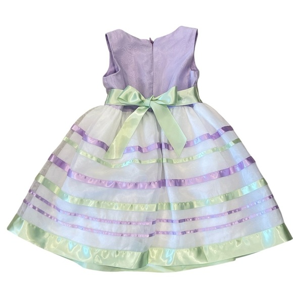 Bonnie Jean sleeveless Sweetheart neckline lavender green & white fancy dress 4T - Picture 1 of 5